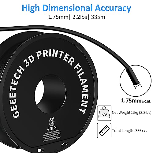 Geeetech Upgrade PLA Filament 1,75 mm, 3D Drucker PLA Filament,1 kg pro Spule, 1 Spulen,Schwarz – Bild 3