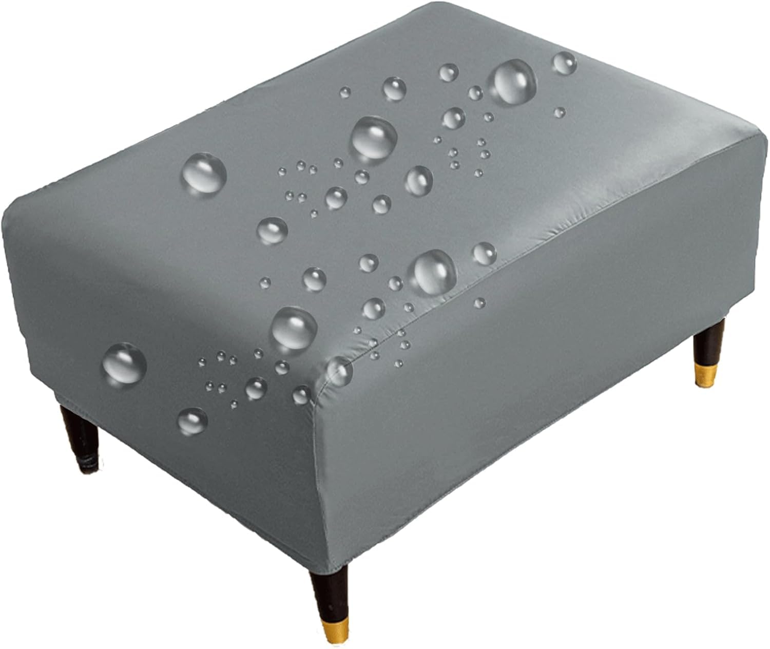 MCOSU Ottoman Covers Slipcover Rectangle Waterproof Faux Leather Footstool Cover Stretch Footrest Protectors with Elastic Bottom Folding Storage Stool Furniture Protector(Color 1,60-75cm/23.6-29.5in)