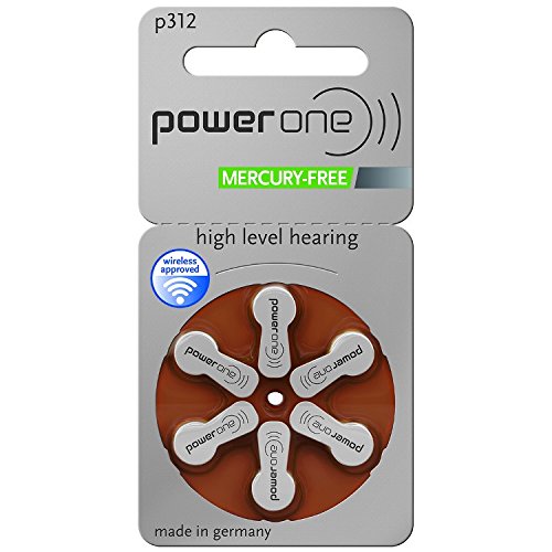 Broad Horizons Power One Hearing Aid Battery Size 312, 1.45V, PR70, Pack Of 24 Batteries