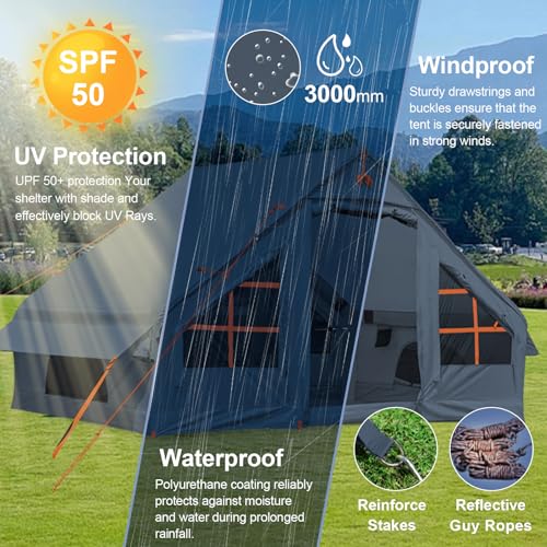 Carpa Inflable para Camping, para 6 Personas, Montaje Rápido, Impermeable Oxford, para Aire Libre miniatura 2