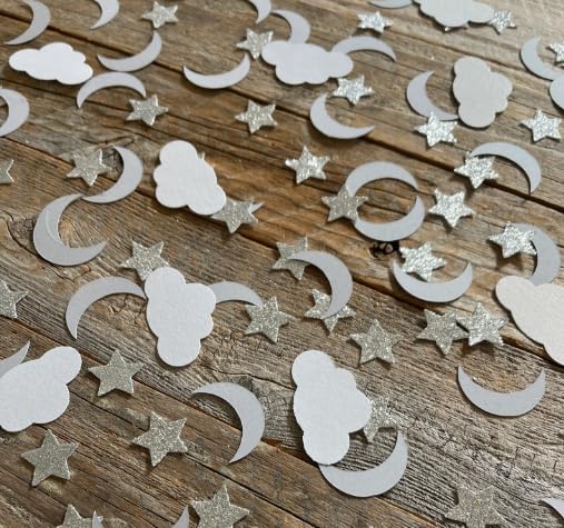 Confettis de table étoile lune et nuage pour garnir vos invitations et cadeaux invités