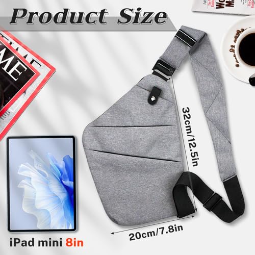 Sac banane en nylon imperméable gris homme avec sangle ajustable