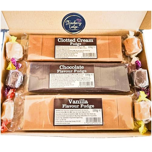 Fudge | Sweets Gift Box | Clotted Cream Chocolate Vanilla Bars And 6 Individually Wrapped Handmade Traditional Soft And Creamy Fudge Sweets | Gifts For Men Birthday | Thank You Gift | Letter Box