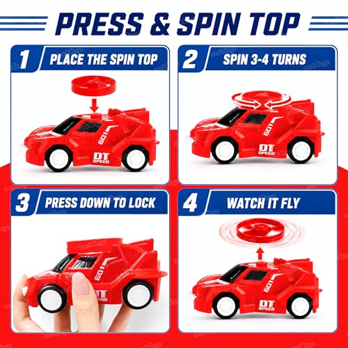 Image of Zest 4 Toyz Spin Master Duo Combo of Flying Wheels & Spinning Tops | Gyro Rotary Friction Car Toy for Kids 3+ Years with Spinning Top Flying Saucer Rotating Light Two Ways to Play Toy for Boys & Girls