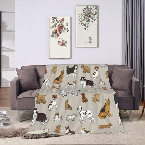 Ksajwzf Flanelldecke mit Hundemotiv, ultraweich, warm, für alle Jahreszeiten, dekorative Fleece-Decken für Reisen, Bett, Stuhl, Auto, Sofa, Couch, Schlafzimmer, 101,6 x 127,7 cm