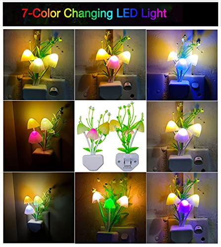 Image of AUSAYE Plug in Night Light, Sensor Light Color Change Cute Mushroom Light LED Nightlights for Kids, Adults, Bedroom, Bathroom,Hallway, Stairs, Kitchen