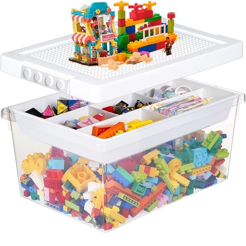 Duscdesp Aufbewahrungsboxen mit Deckel für Bausteine, Spielzeugkiste mit...