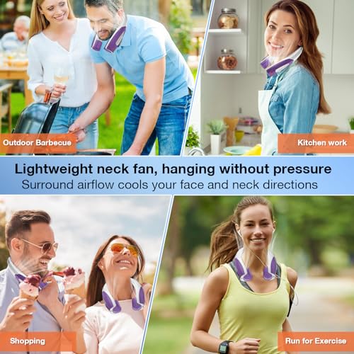 Image of Hionly AI Neck Fan, 6 Speeds Adjustable Portable Personal Fan Rechargeable, 6000 mAh Battery Faster Cooling Wearable, Ultra Quiet for Home, Office, Travel, Outdoor