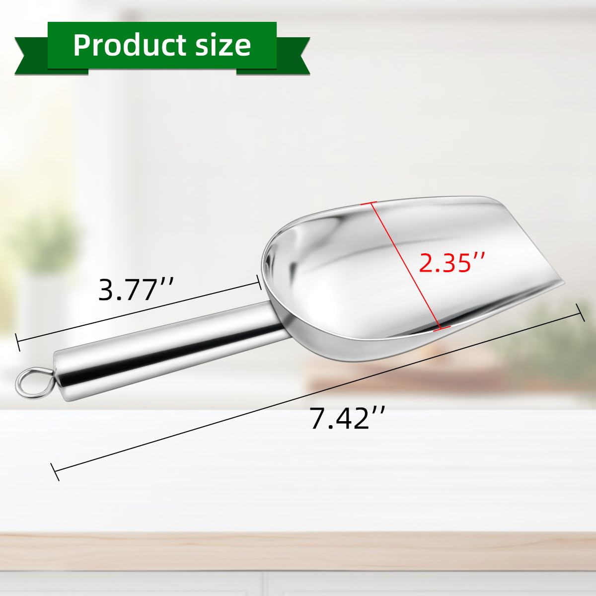 Stainless Steel Ice Scoop Metal Scoop for Candy Pet Food Flour Coffee Beans Sugar Kitchen Ice Scooper for Ice Maker Dishwasher Safe Small Food Scoops for Bar Party Wedding Utility Scoops (Silver)