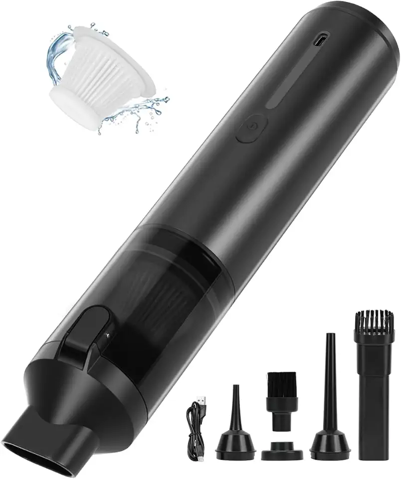 Aspirador Portátil Sem Fio Para Automóveis, Aspirador de Mao, Equipado Com Um Bocal de Sucção de Alto Desempenho e Um Copo de Pó Destacável, Capacidade: 120 ml, Adequado Para Limpar Veículos e Casas