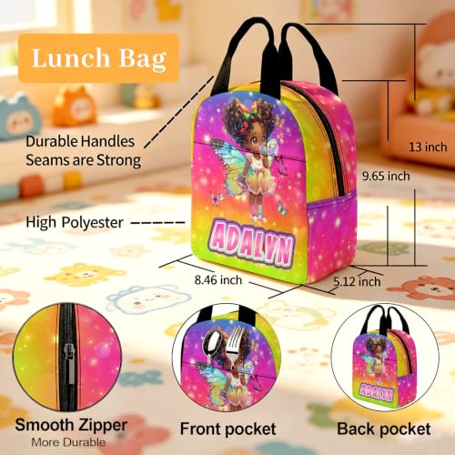 Image of Custom Backpack for Girls Kid Personalized Backpacks Back to School Set | Kids Customized Toddler Girl Backpack with Lunch Bag Book Bag Kindergarten Prek Preschool Birthday Gifts Shiny Little Girl