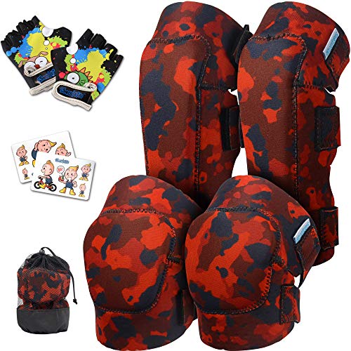 Simply Kids Innovadora Suave Coderas y Rodilleras para Niño con Guantes Bici I Protecciones Patines Niño w/Bolsa de Malla I Protección de Patinaje, Monopatín, Bicicleta, Hoverboard, Skate