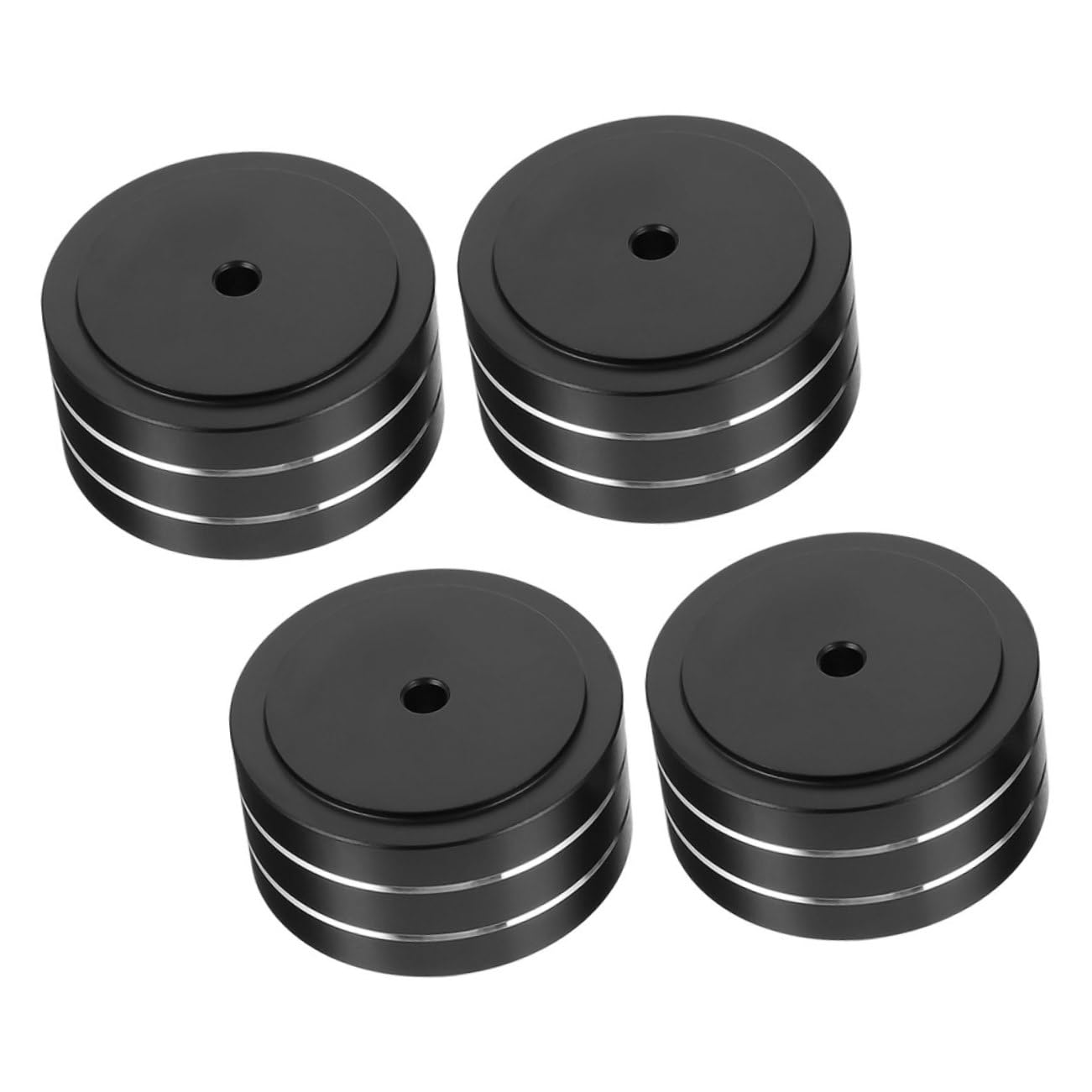 KOMBIUDA Piedini Isolanti per Altoparlanti Neri 4 Pezzi, Lega di Alluminio e Gomma, Supporto Antiurto per Subwoofer e Casse Audio Hifi