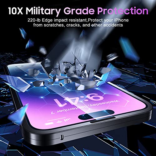 Uniqueme For Iphone 14 Pro Max Screen Protector, [Double Durability][Compatible With Magsafe] 9H Tempered Glass And Camera Lens Protector Full Coverage Dustproof 6.7 Inch - Black #TOP1