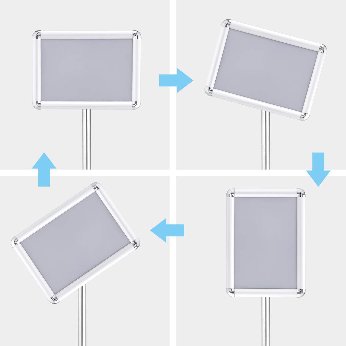 GOPLUS Porte Affiche A3/A4 sur Pied en Aluminium,Panneaux d'Affiche Rotation 360°&Hauteur Réglable, Présentoir sur Pied pour Mariage, Musée, Fête (Argent, A4)