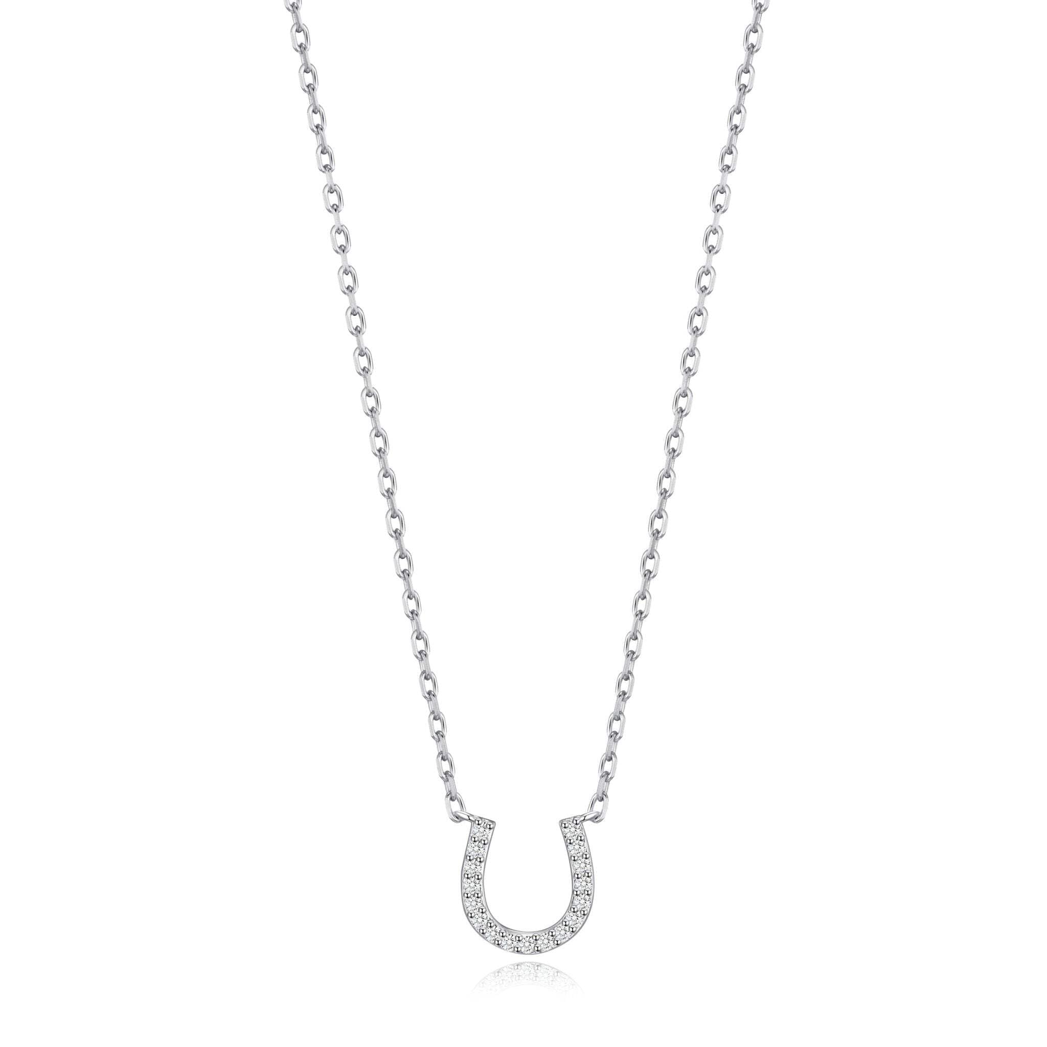 Philip Jones Horseshoe Necklace Created with Zircondia® Crystals
