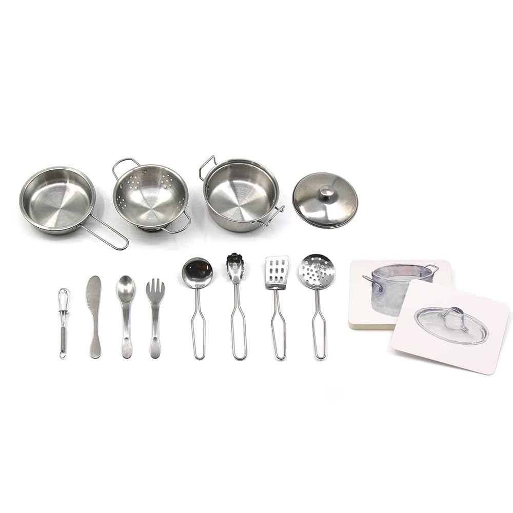 Montessori Language Materials Objects with Similar Cards 12pcs Mini Kitchen Replicas with Picture Cards - Image 2