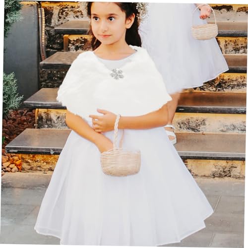 VANZACK Faux Fur Wrap Shawl for Little Girls Warm Comfortable Winter Shawl Thick Cozy Cape for Boys and Girls for Cold Weather3