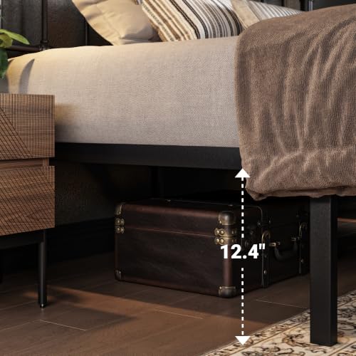 Image of Allewie Twin Size Metal Platform Bed Frame with Victorian Style Wrought Iron-Art Headboard /Footboard, No Box Spring Required, Black