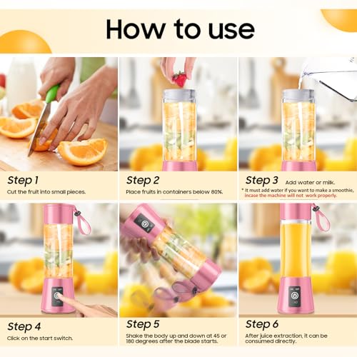 Image of Portable Personal Size Mini Blender - 2026 Upgraded Cordless Blender for Smoothies & Shakes, Type-C Rechargeable, 380Ml Traveling BAP Free Cup for Sports /Home, 20000Rpm /Min Speed
