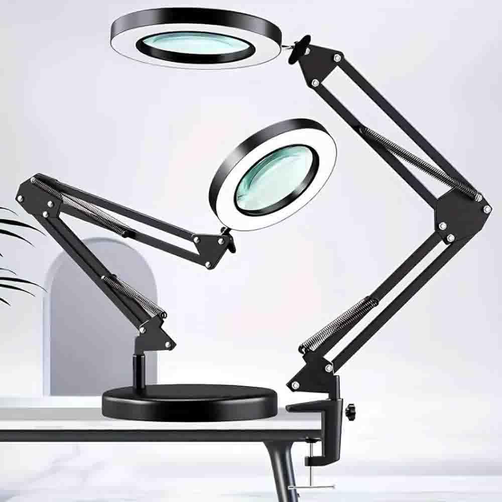 Blendra magnifying glass with light and Stand, 2-in-1 10XDesk Lamp magnifying lamp,3 Color Modes&10 adjustable brightness levels, for Working, Painting, Reading, Repairing, Crafts