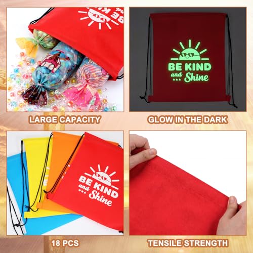Image of 12 Pcs Be Kind and Shine Drawstring Backpacks Bulk 12 x 15 Inch