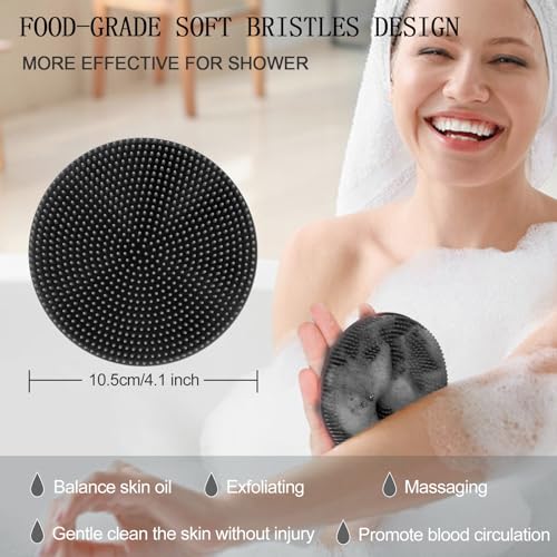 Innerneed 202110120001BK Food-Grade Soft Silicone Body Scrubber Shower Brush Handheld Cleansing Skin Brush thumb #4
