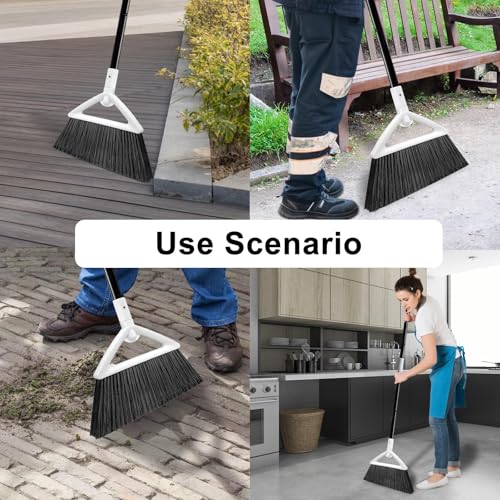 Image of Heavy Duty White Angle Broom with Long Handle - 2 Pack