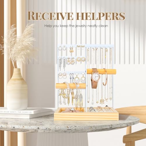 Organizador para Joyas - Expositor con Bandeja - Soporte Para Aretes, Agujeros, Collares, Anillos, Pulseras, Relojes (Blanco) 3 Organizador Para Joyas - Expositor Con Bandeja - Soporte Para Aretes, Agujeros, Collares, Anillos, Pulseras, Relojes (Blanco)