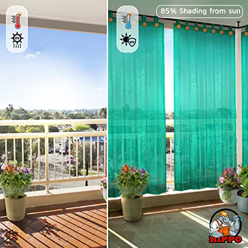Image of HIPPO High Density Polyethylene 150 GSM Outdoor Loop Curtains Sun Blocking, UV Protection, Light-Filtering Balcony Curtain (Green, 3FTX8FT, 1PC)