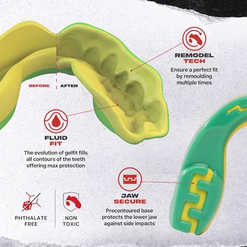 Image of SAFEJAWZ Mouthguard Slim Fit, Adults and Junior Mouth Guard with Case for Boxing, Basketball, Lacrosse, Football, MMA, Martial Arts, Hockey and All Contact Sports (Ogre, Youth (Up to 11 Years))