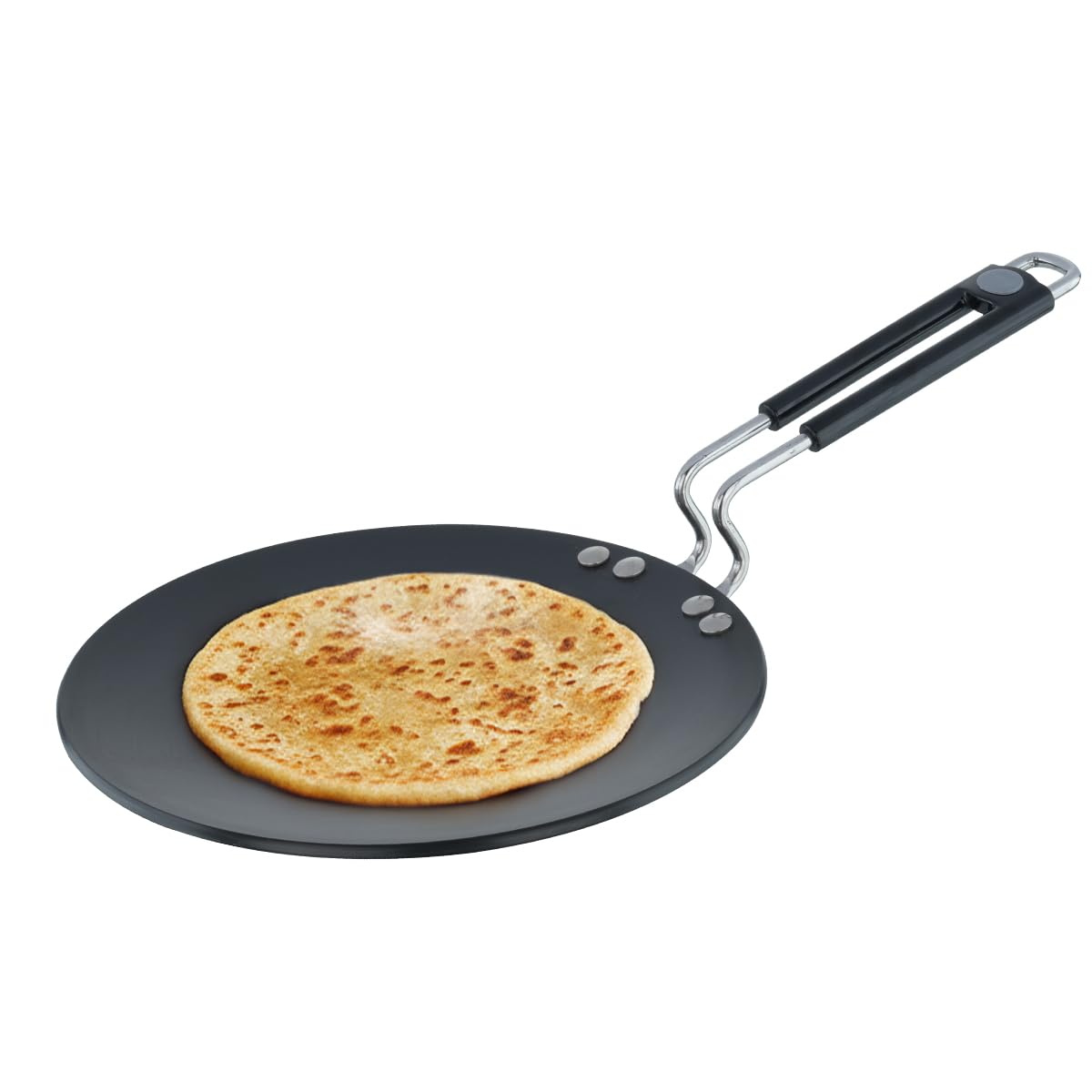 Prestige Aluminium Hard Anodised Cookware Induction Base Paratha Tawa, 26.5 cm, Black