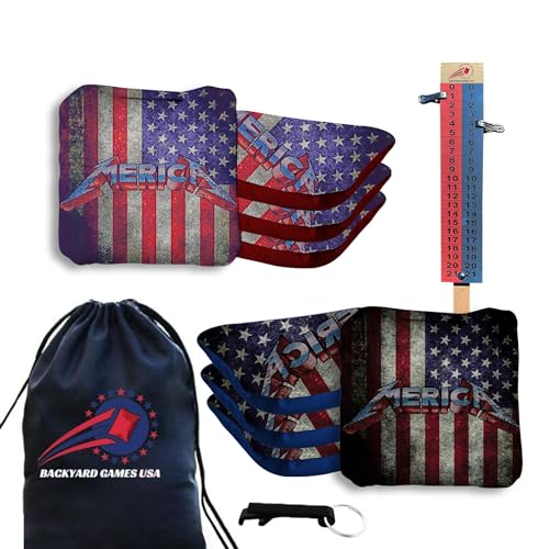 CornholeGamesUSA Pro Cornhole Bags Set of 8 Regulation - Professional Cornhole Bags for Tournament Play Slick n Stick Bean Bags for Cornhole Corn Hole Bags Regulation Set of 8- Made in USA