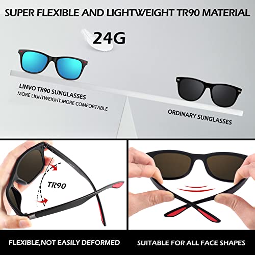 Image of LINVO丨Half Rim High-end Branded and Stylish Sunglasses丨Polarized and 100% UV Protected 丨Men & Women丨Medium丨Riding & Driving