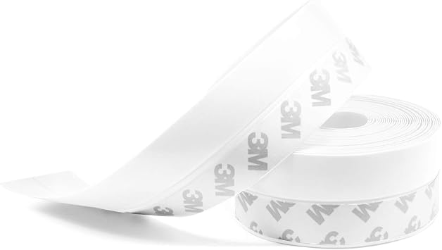 Weather Stripping, Silicone Door Seal Strip Door, Window, Transparent 16 Feet Long, White Width 35mm