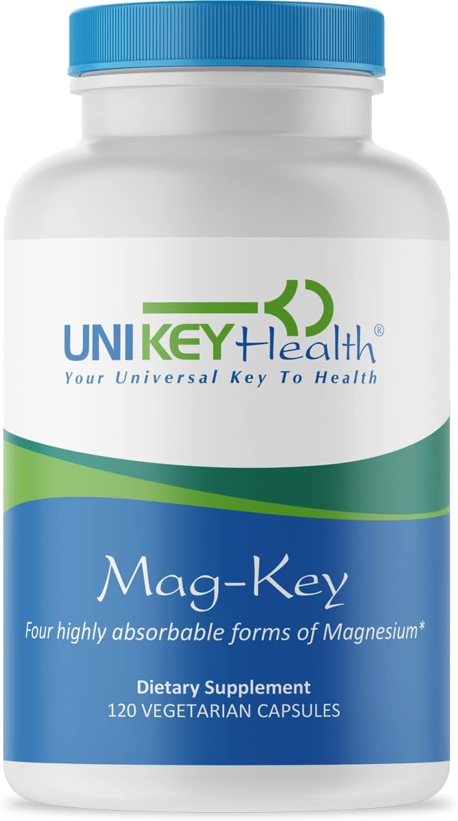 UNI Key Health Mag-Key | Full Spectrum Magnesium Supplement | 20 mg Vitamin B-6 and 200 mg Magnesium (Glycinate, Chelate, Malate, Orotate, & Taurinate) | 60 Servings