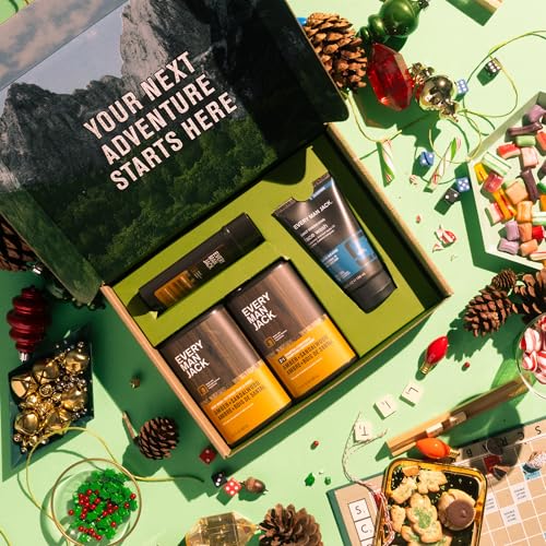 every man jack mens amber  sandalwood bath and body gift set - clean ingredients amp sandalwood amber and vetiver scent - round out his routine with body wash 2-in-1 shampoo deodorant amp face wash