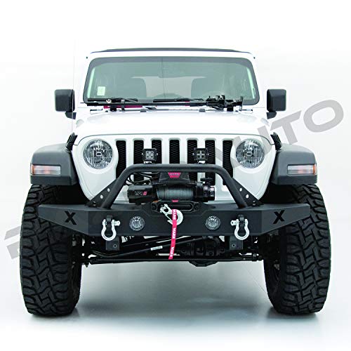 Black Rock Crawler Front Bumper made for and compatible with 18 to 22 Jeep Wrangler JL, Built with Winch Plate, D-Ring, Easy Installation, Heavy-Duty 5/32