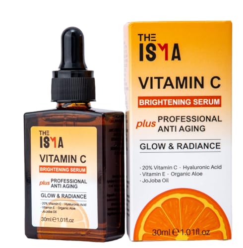 THE ISMA Vitamin C Serum for Face, Anti-Aging, 20% Vitamin C, Hyaluronic Acid, Vitamin E, Brightening Serum for Face/Neck/Eye Contour, All Skin Types 30ml THE ISMA Vitamin C Serum for Face, Anti-Aging, 20% Vitamin C, Hyaluronic Acid, Vitamin E, Brightening Serum for Face/Neck/Eye Contour, All Skin Types 30ml