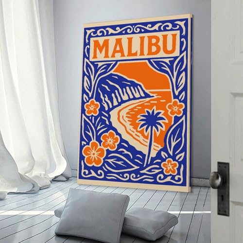 Tableau sur toile Malibu Beach déco murale fleurie pour chambre cocon