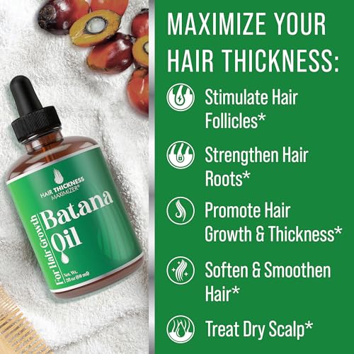Batana Oil for Hair Growth. With Jamaican Black Castor, Pumpkin Seed Oil, Rosemary Oil. Vegan Thickening, Moisturizing, Strengthening Serum For Women, Men. Scalp Treatment For Weak, Dry Hair 2oz
