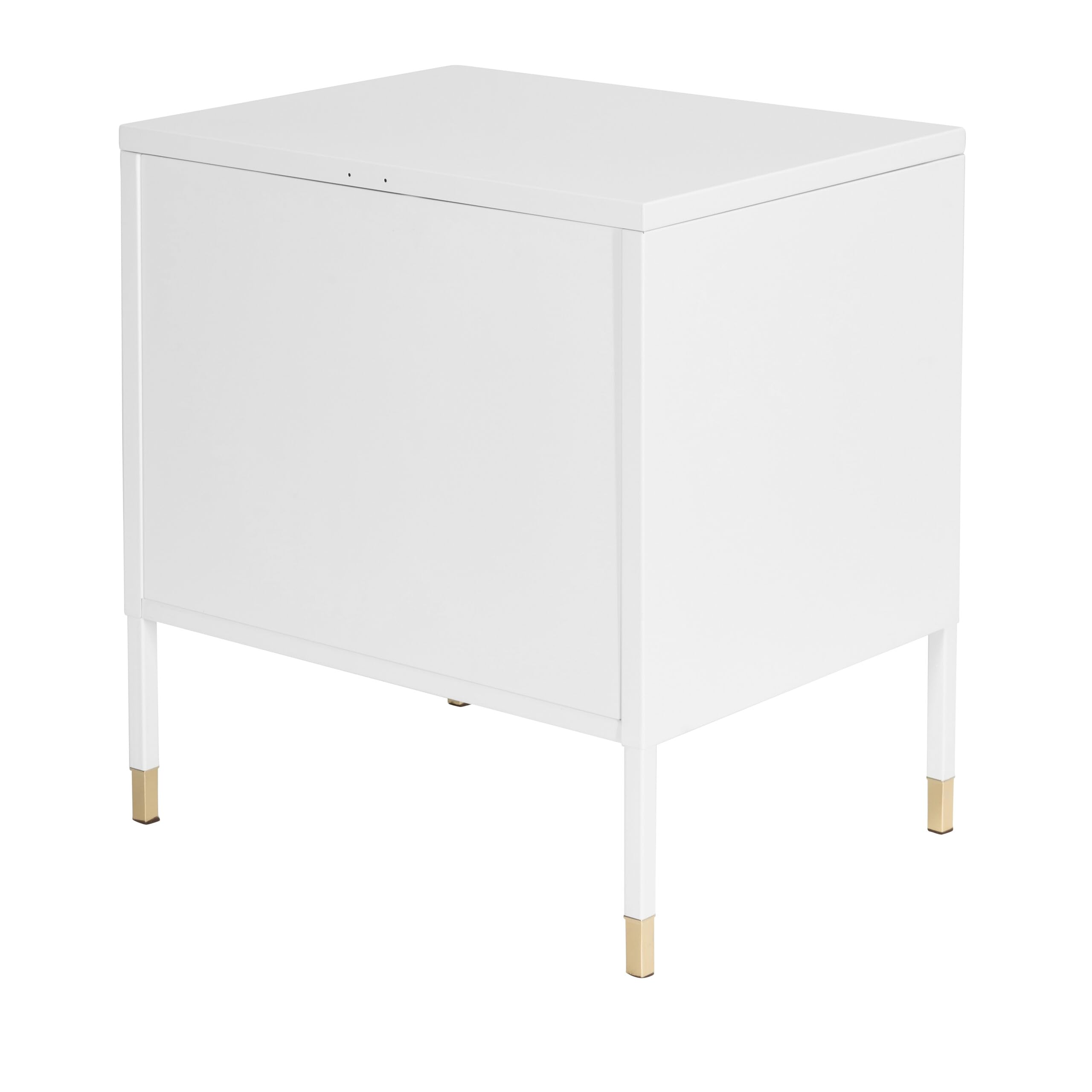 hjh OFFICE 743025 Metallschrank klein UMEO Weiß/Gold Beistellschrank aus Metall im Industrial-Design, 50 x 45 x 35 cm
