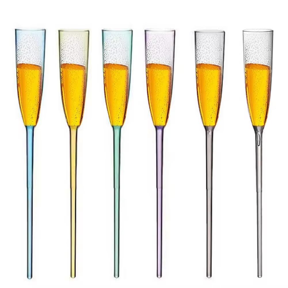 Rersduyt D Floating Wine Glasses 6Pcs Acrylic Wine Glasses Floating Champagne Flutes Summer Beach Beverage Rinking Goblet Cup