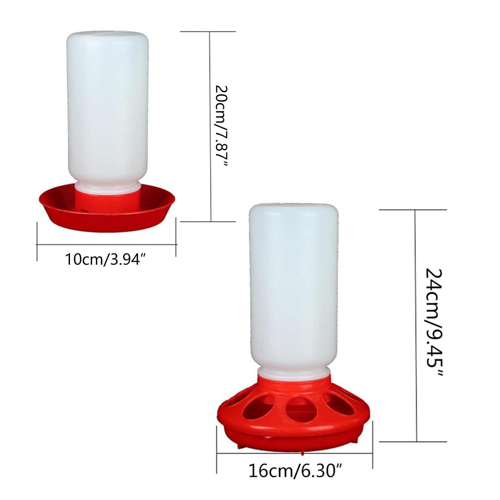QIXIAMO Chick Feeder and Waterer Combo 1 Chicken Feeder & 1 Chicken Waterer Birds oultry Feeding Equipment, 15x21cm+16x24cm