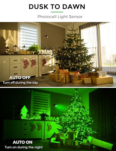 Image of L LOHAS LED Green Outdoor Spotlight 5W Dusk to Dawn Landscape Light 2 Pack