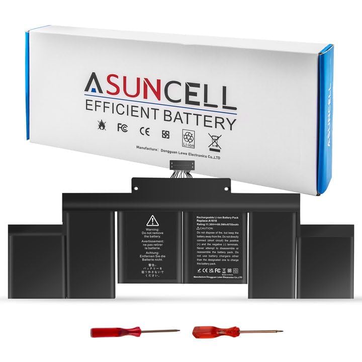 Image of ASUNCELL A1398 Laptop Battery Replacement, EMC 2745 2881 2909 2910, fits A1494 A1618, Compatible with MacBook Pro 15 inch Retina (Late 2013 Mid 2014 Early 2015) [11.36V /99.5Wh]