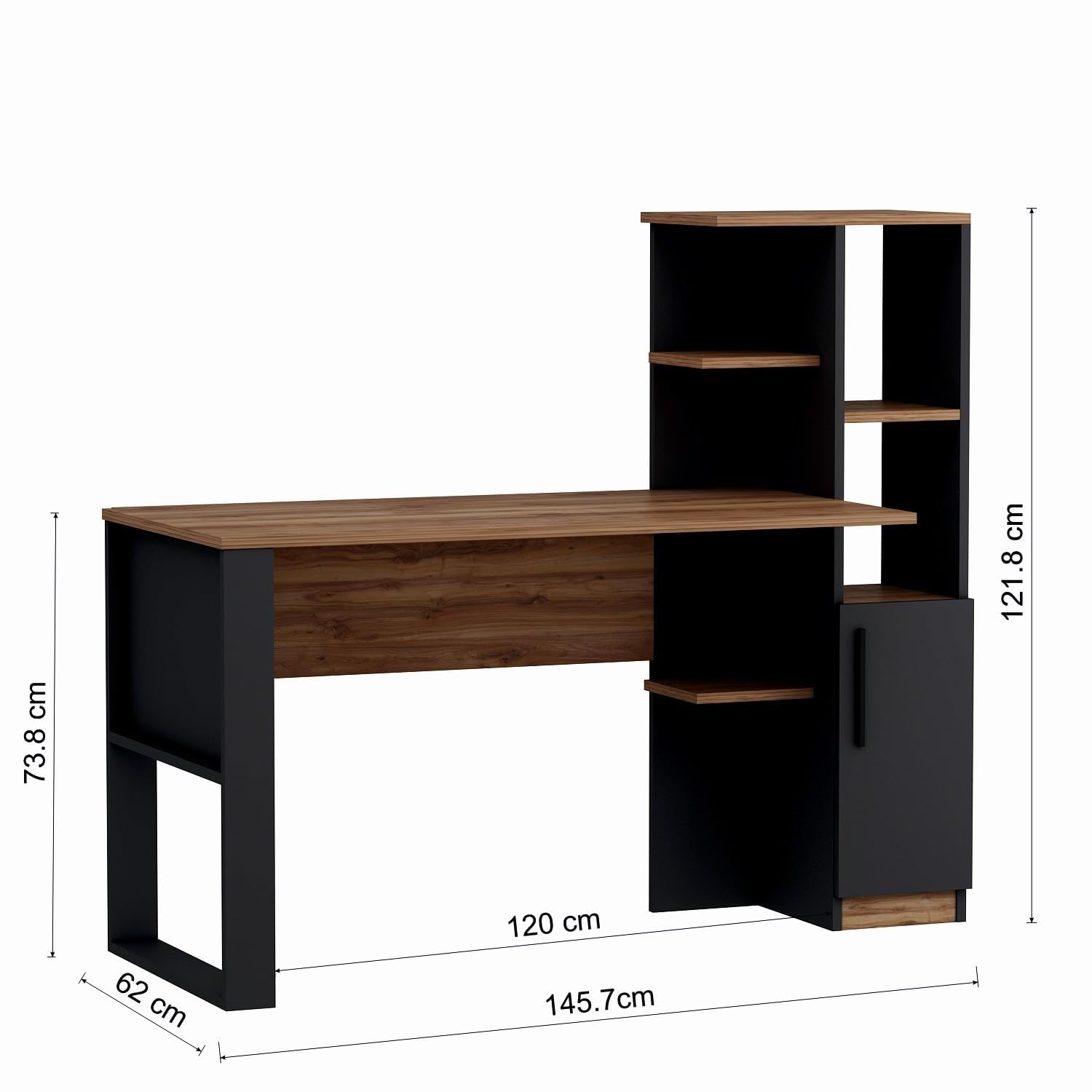 HOMIDEA TODY Scrivania per Computer - Tavolo da Lavoro con ripiani e vano portaoggetti con anta dal design moderno per ufficio soggiorno o la cameretta dei bambini (Antrachite/Briarsmoke)