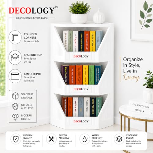 Image of DecoLogy Multipurpose Bookshelf Organiser Rack for Living Room, Kitchen, Bedroom, Office (Corner Cupboard, 1PCS)