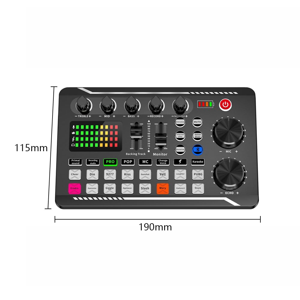 VOANZO Sound Effects Board Bluetooth Compatible Sound Card with Multiple Sound Effects Live Sound Card DJ Mixer Interface for Streaming Podcasts and Gaming - Image 3