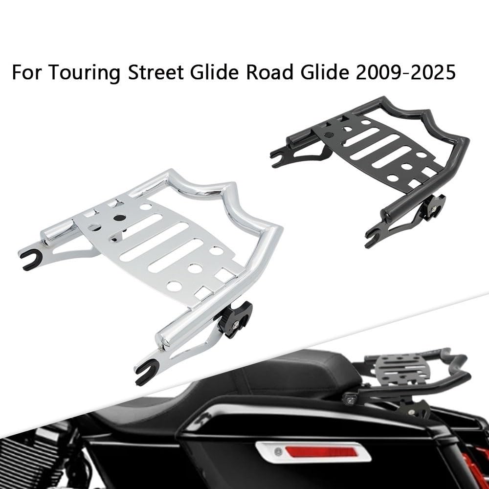 Pasuje Do Motocykla Pasuje Do Touring Street De Road King 2025 Style Tylny Bagażnik Tylny regał na bagażnik motocyklowy Moto Tylny bag(Chrome)